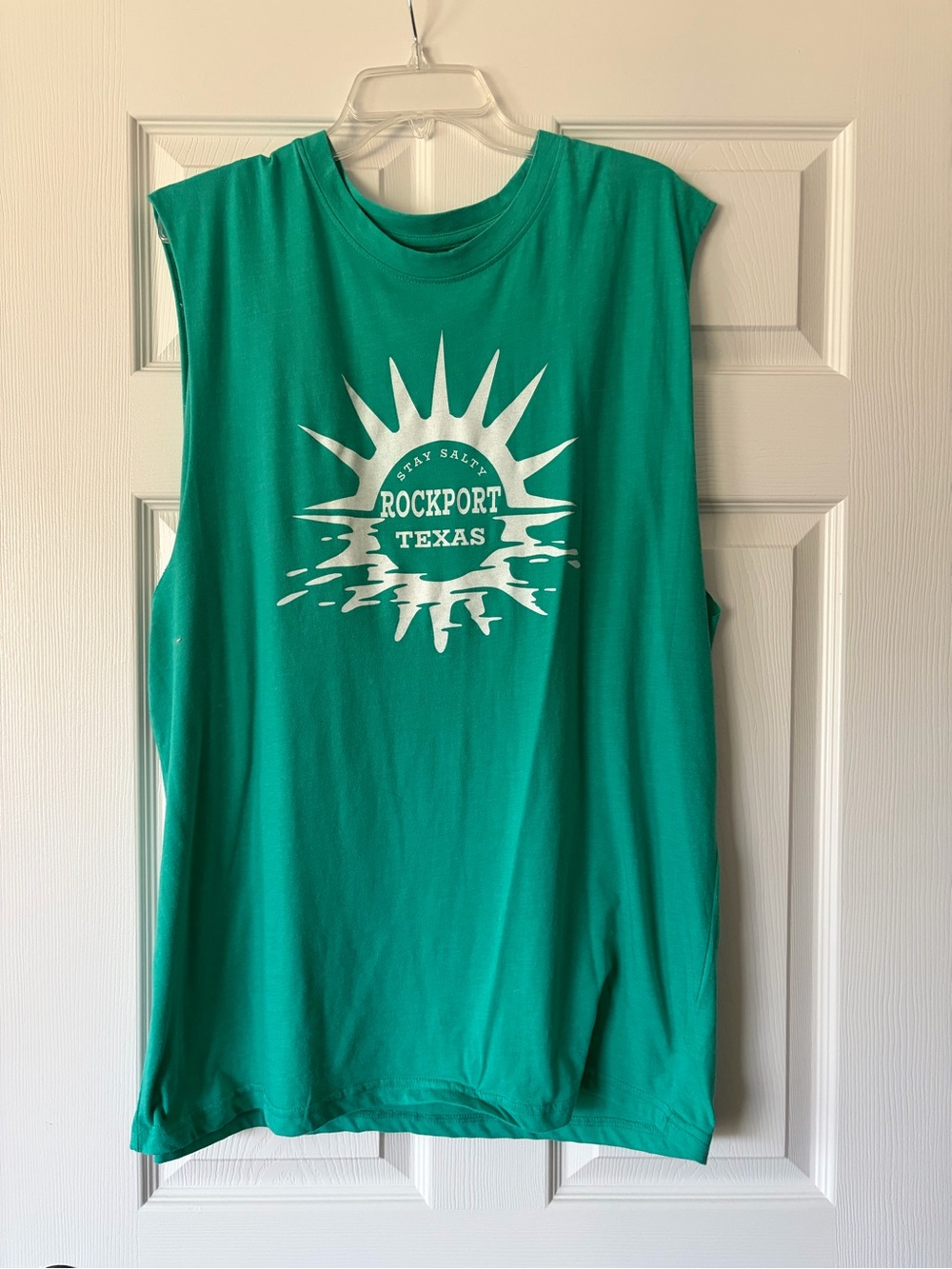 Rockport Teal Green Graphic Muscle Tank with White Sun Logo